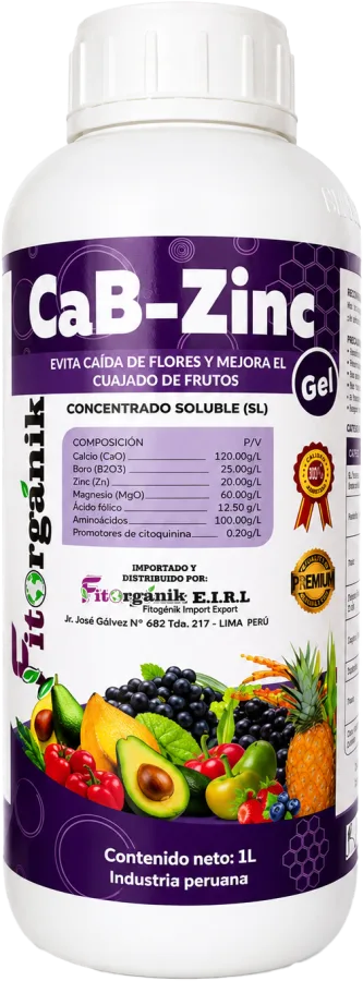 Envase de 1 L de CaB-Zinc, calcio, boro y zinc