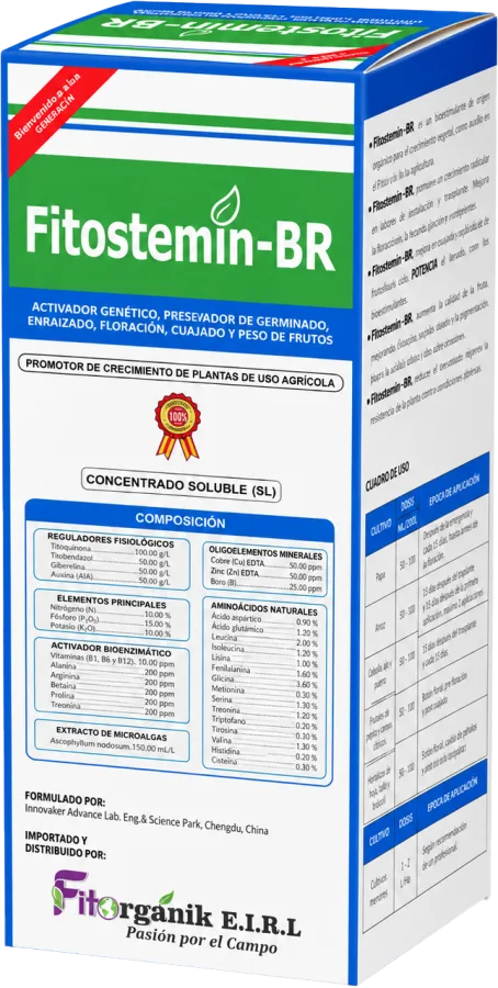Envase de 1 L de Fitostemin-BR, activador genético